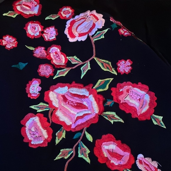 Never worn velvet skirt. Fully lined.Embroidery  flowers on front. - Picture 2 of 4